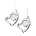 Earwire Dropper Offset Heart  with 10mm Pad for Cabochon Silver Plated Alternative Image