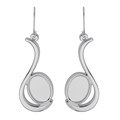 Oval / Wave Eardrop with 14x10mm Cup for Cabochon Silver Plated Alternative Image
