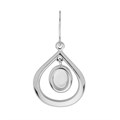 Open Teardrop Earring with 8x6mm Inset Cup Rhodium Plated Alternative Image