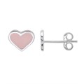 Light Pink Enamelled Heart Earstuds 6mm with Scrolls Sterling Silver Alternative Image