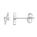 Lightening Bolt Earstuds with CZ 8x3.5mm w/Scrolls Sterling Silver Alternative Image