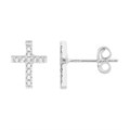 Cross Earstuds with CZ 10x7mm w/Scrolls Sterling Silver Alternative Image