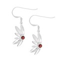 Garnet Half Flower Earrings appx 24x14mm Sterling Silver Alternative Image