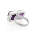 Rough Amethyst 2 Stone Adjustable Ring Sterling Silver Alternative Image