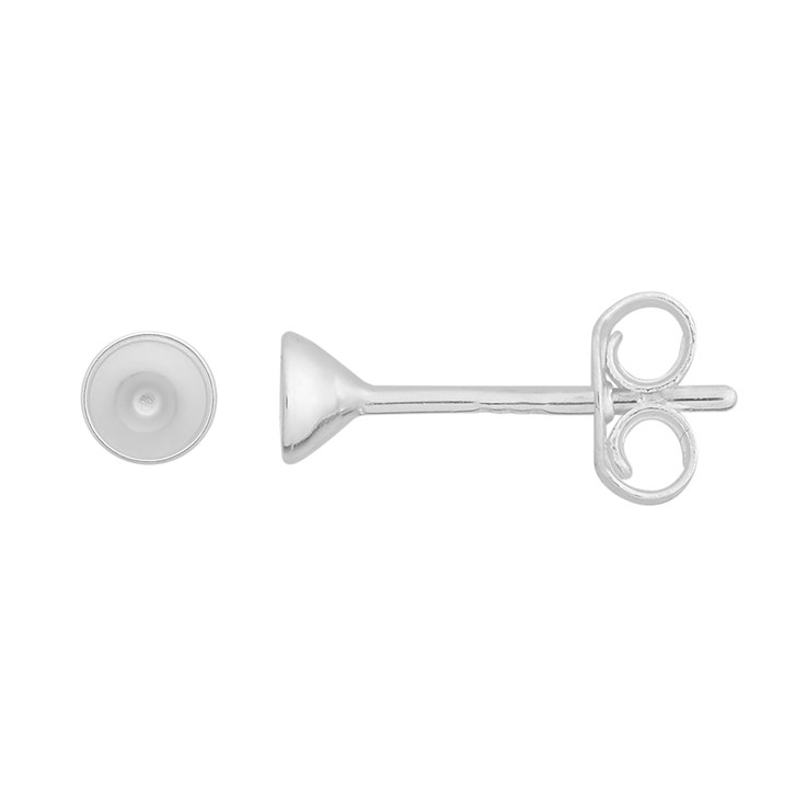 Earstud 3mm Snap-in for Facets (with scrolls) Sterling Silver