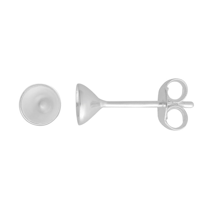 Earstud 4mm Snap-in for Facets (with scrolls) Sterling Silver