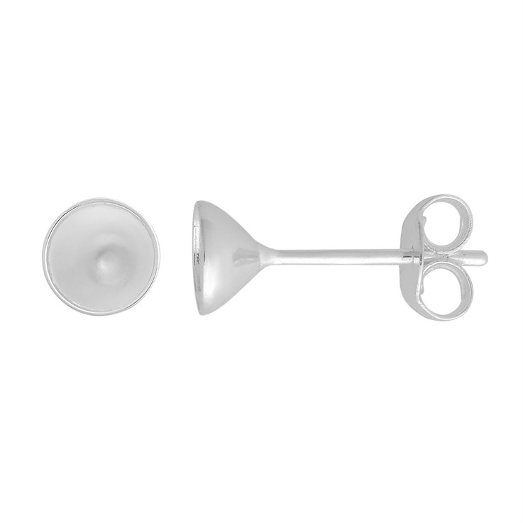 Earstud 5mm Snap-in for Facets (with scrolls) Sterling Silver