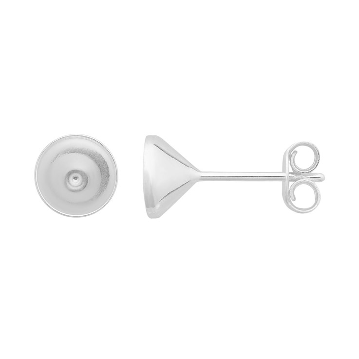 Earstud 6mm Snap-in for Facets (with scrolls) Sterling Silver