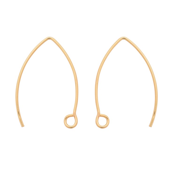 30mm Oval Earwire with Loop Gold Plated Sterling Silver Vermeil