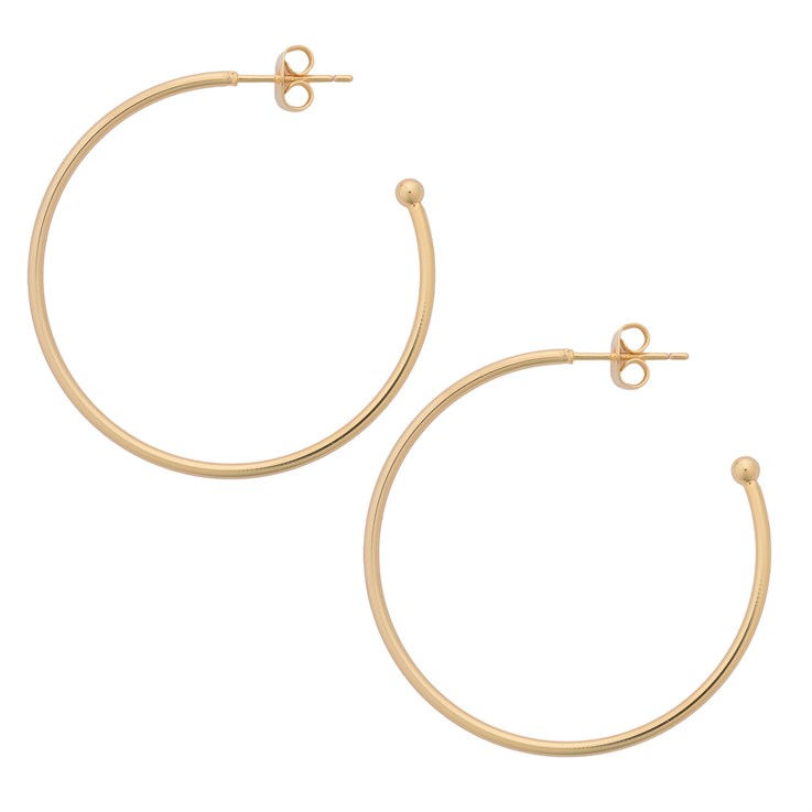 Superior 40mm Ear Hoop & Ball with Scrolls Gold Plated