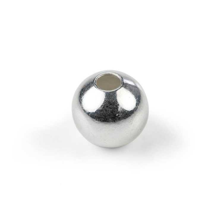 Hand Made Bead 7mm round with 1.25mm hole Sterling Silver (STS)