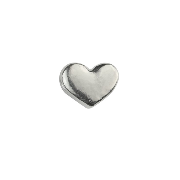 Heart Shape shaped Bead (Horizontal Drilled) 6.5x5mm Sterling Silver (STS)