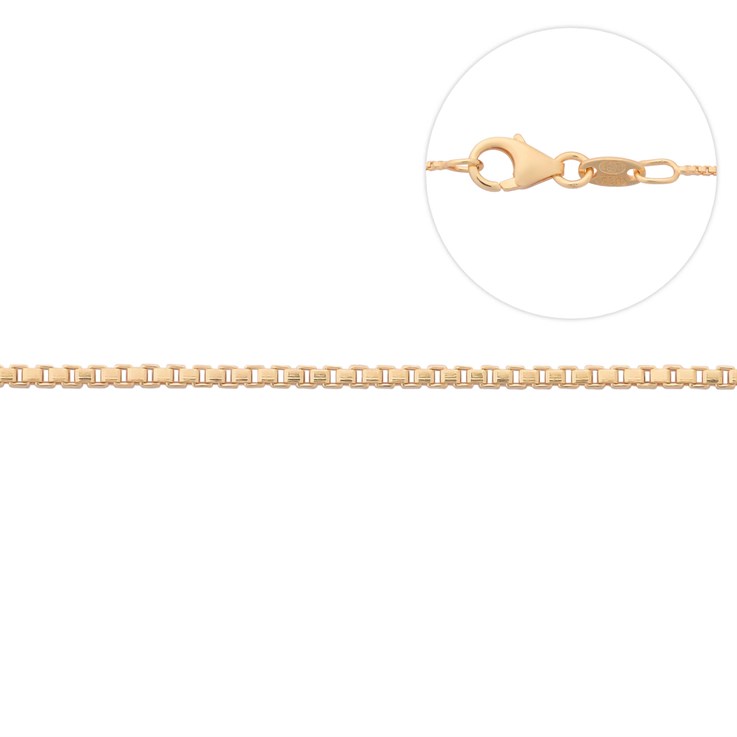 18" Lightweight Box Chain wire dia 0.12mm Gold Plated ECO Sterling Silver Vermeil) (Anti Tarnish)