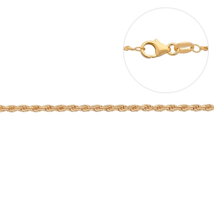 Superior Rope Reduction (Adjustable) Chain 18" ECO Gold Plated Sterling Silver Vermeil (Anti Tarnish)