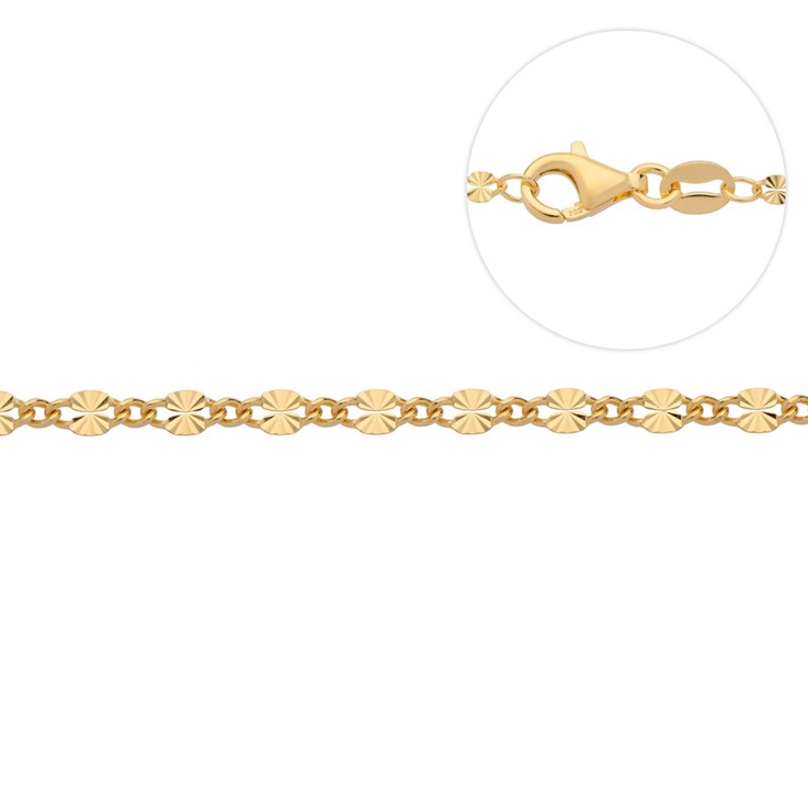 Superior Diamond Cut Sunburst Reduction (Adjustable) Chain 17" Gold Plated ECO Sterling Silver Vermeil (Anti Tarnish)