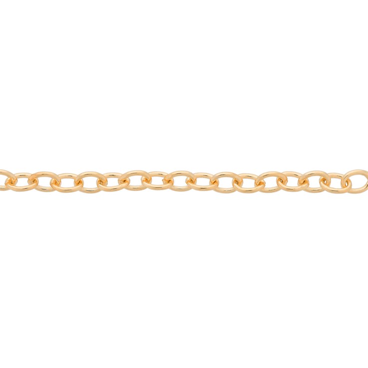 Superior Italian Elongated Cable Trace Chain Link Size 1.9x1.93mm Loose by the Foot Gold Filled