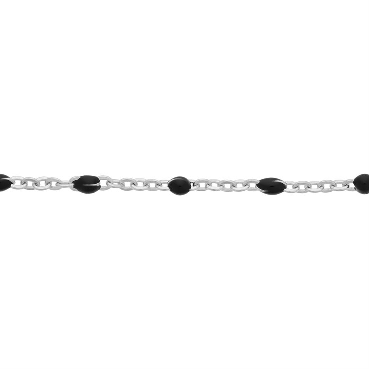 SAMPLE - Black Enamel Satellite Chain ECO Sterling Silver 5cm