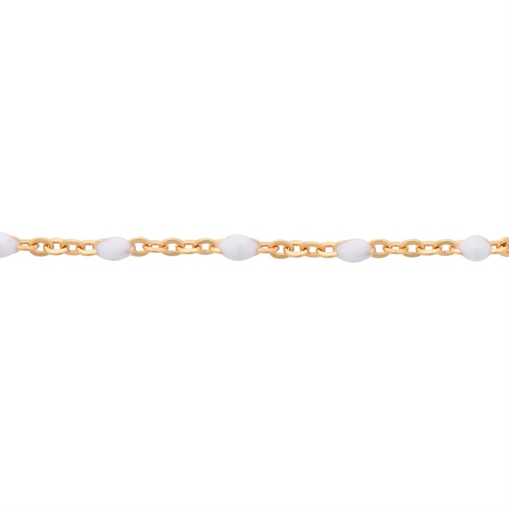 SAMPLE - White Enamel Satellite Chain 1" Piece Gold Filled 1"