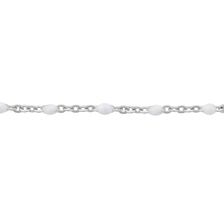 White Enamel Satellite Chain Loose By the Metre ECO Sterling Silver