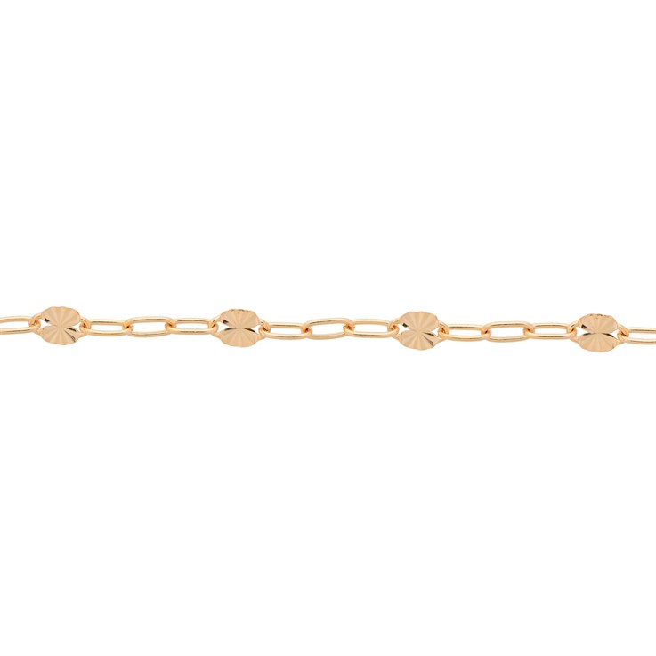 SAMPLE - Elongated Trace with Sunburst chain 1" Piece Gold Filled 1"