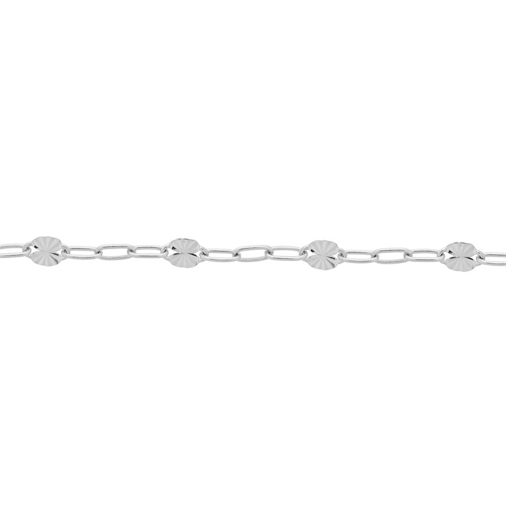 Superior Italian Elongated Trace with Sunburst chain Loose By the Metre ECO Sterling Silver