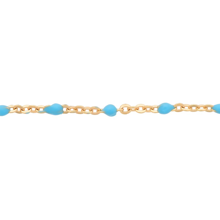 Superior Italian Turquoise Enamel Satellite Chain Loose By the Foot Gold Filled