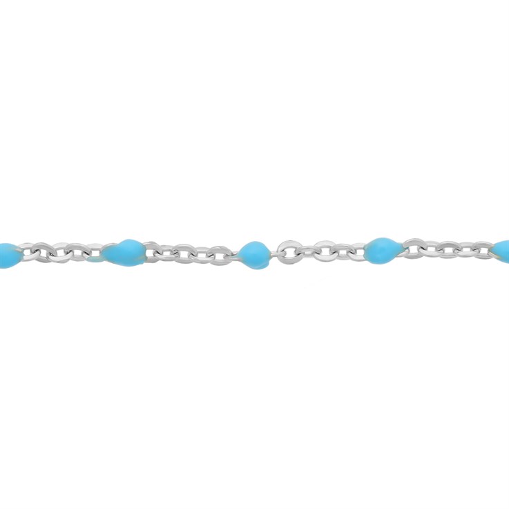 Superior Italian Turquoise Enamel Satellite chain Loose By the Metre Sterling Silver