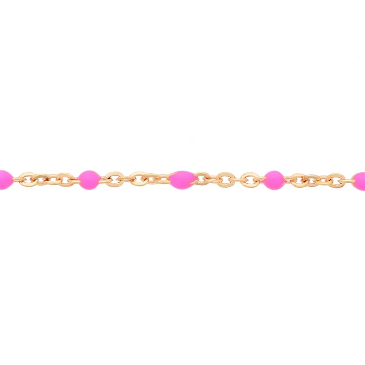 SAMPLE - Pink Enamel Satellite Chain 1" Piece Gold Filled 1"