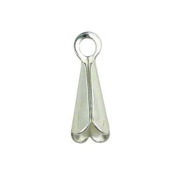 Bell Cap 4 Petal Long 10mm Silver Plated