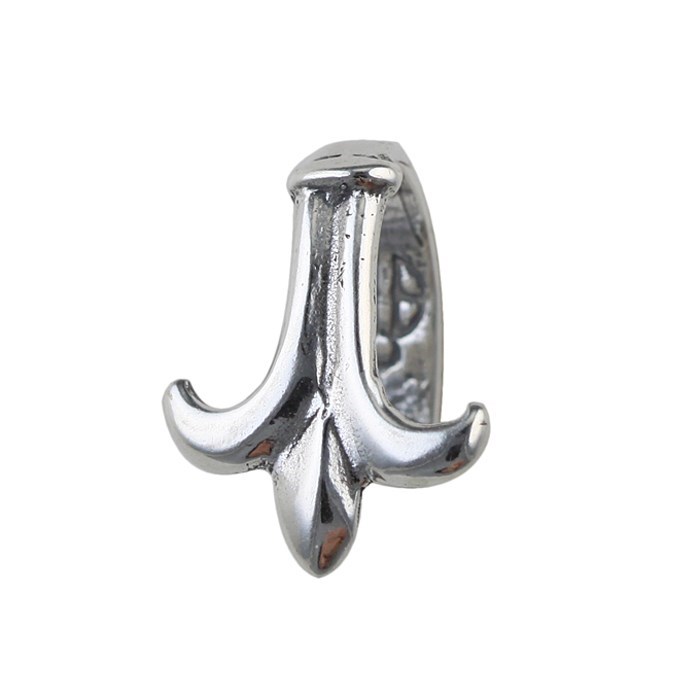 Fleur De Lys Design 14x10.5mm Pinch Bail Sterling Silver (STS)