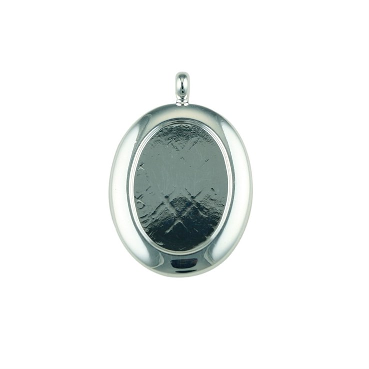 Oval Pendant with 18x13mm Cup for Cabochon Silver Plated