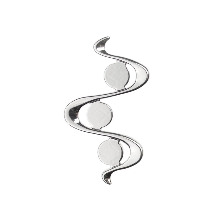 Snake Pendant with 3 -10mm flat pads for Cabochons Silver Plated