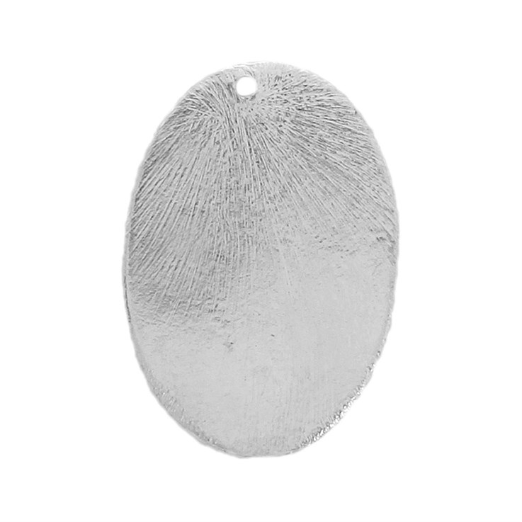 Scratch Oval Stamping Novelty Charm Pendant Dropper 17x26mm with 1mm Hole Silver Plated