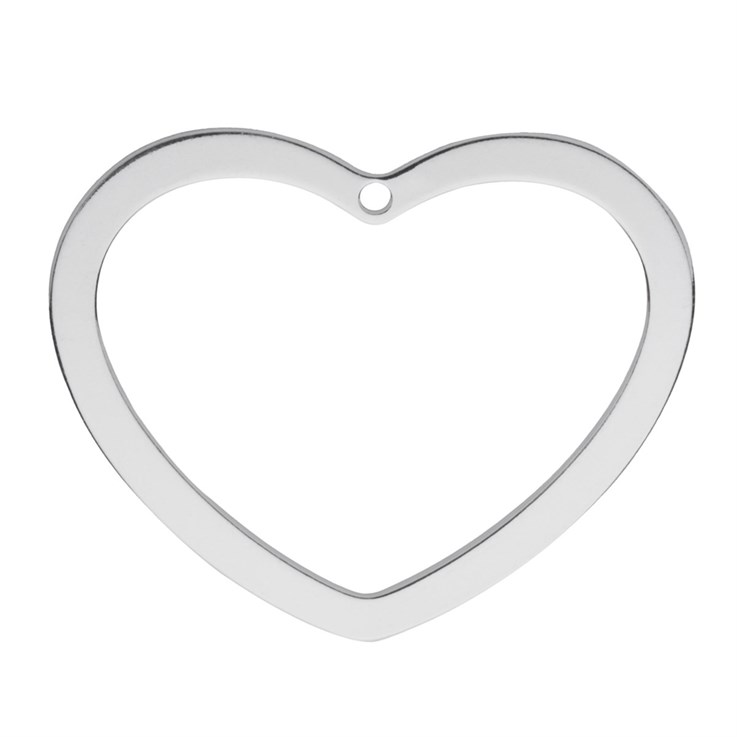 Heart shape casting (open) Sterling Silver (STS) 28x21mm Charm Pendant