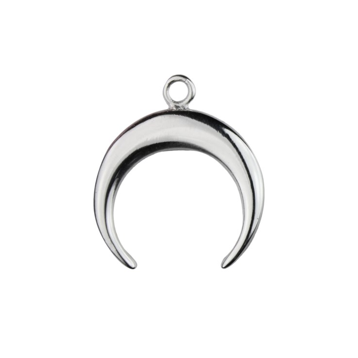 Crescent Moon Charm Pendant (16mm) Sterling Silver (STS)