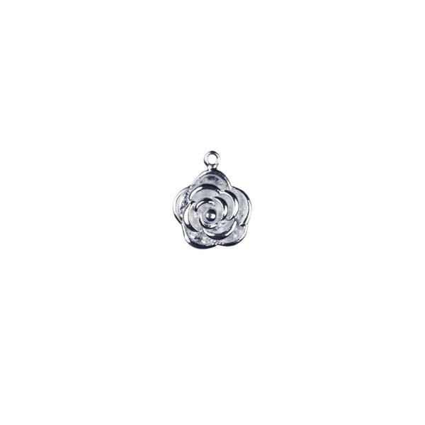 Rose Shape Charm Pendant (10mm) Sterling Silver (STS)