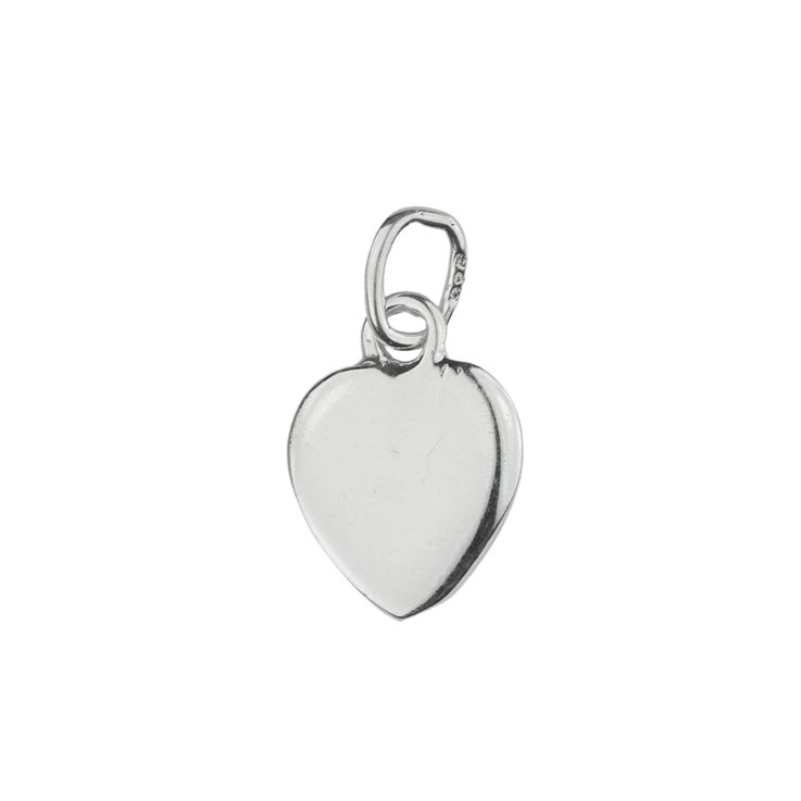 Flat Heart Shape Charm Pendant (8mm) Sterling Silver (STS)