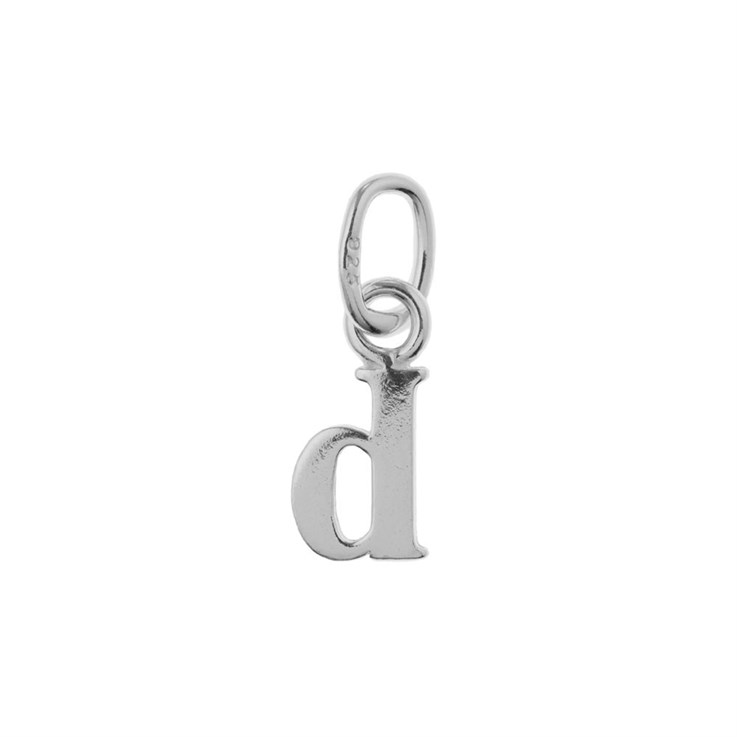 Lowercase Alphabet Letter d Mini Charm Pendant Sterling Silver (STS)