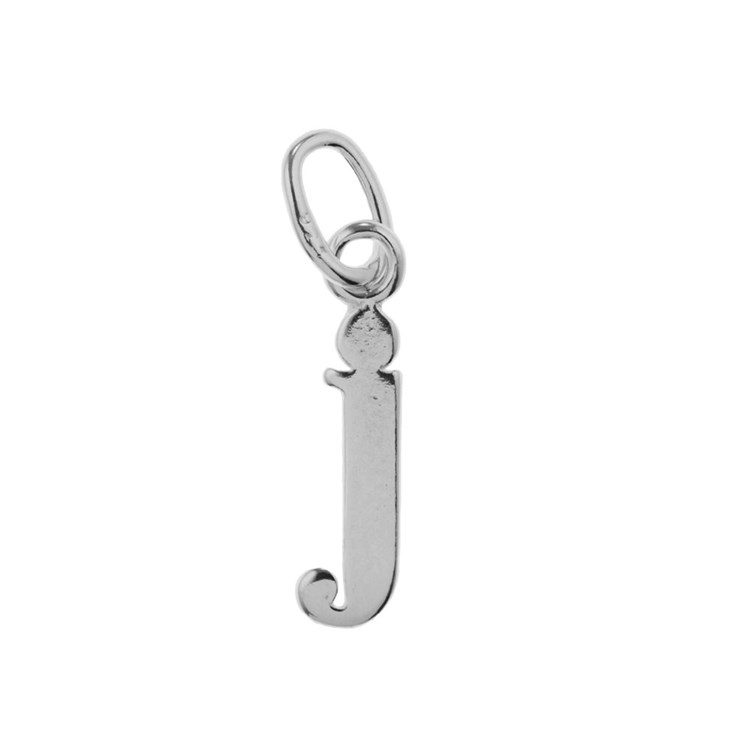 Lowercase Alphabet Letter j Charm Pendant Sterling Silver (STS)