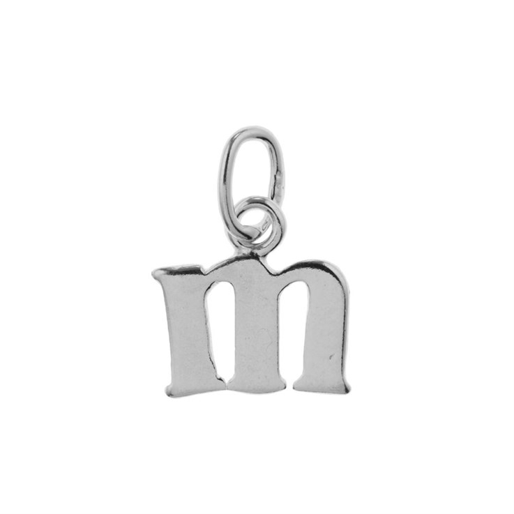 Lowercase Alphabet Letter m Charm Pendant Sterling Silver (STS)