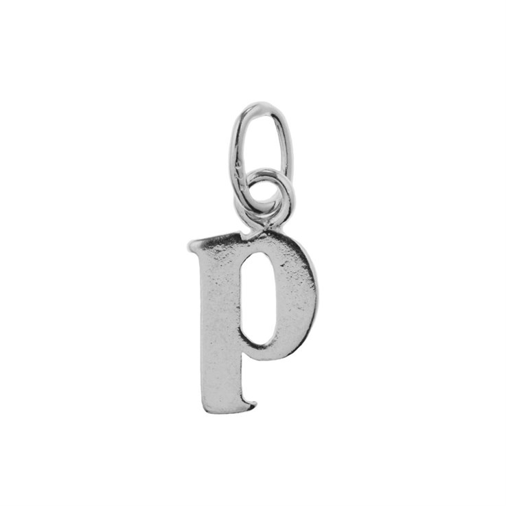 Lowercase Alphabet Letter p Charm Pendant Sterling Silver (STS)