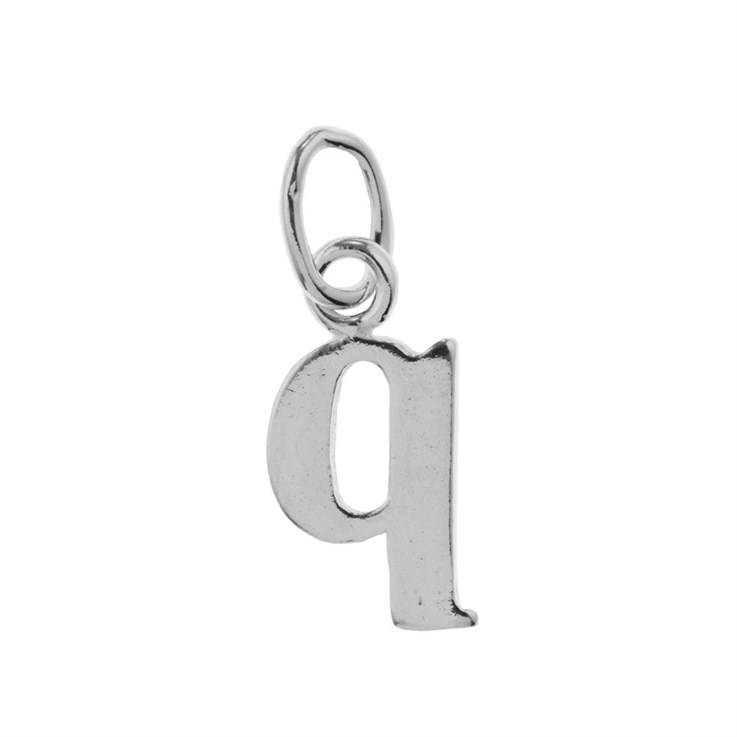 Lowercase Alphabet Letter q Charm Pendant Sterling Silver (STS)