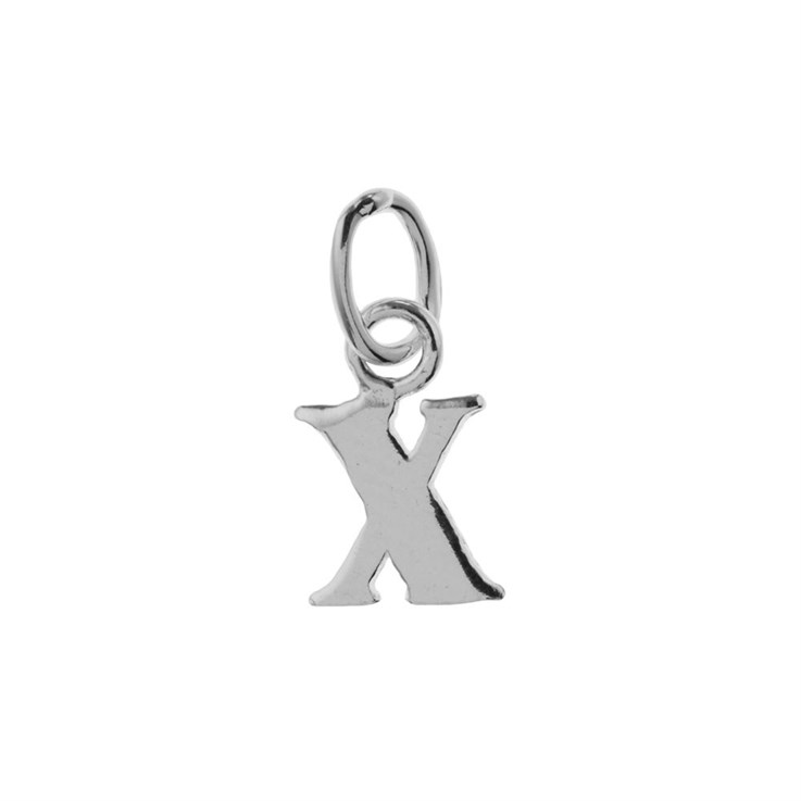 Lowercase Alphabet Letter x Charm Pendant Sterling Silver (STS)