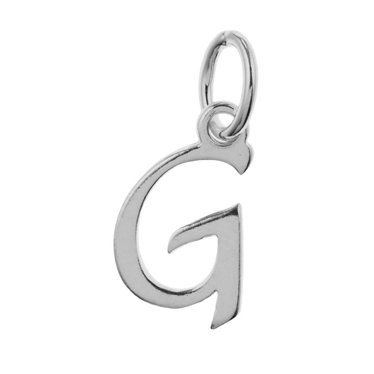 Script Alphabet Letter G Charm Pendant 14x8mm Sterling Silver (STS)