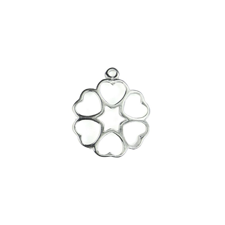 Ring of Hearts Charm Pendant 14mm Sterling Silver (STS)