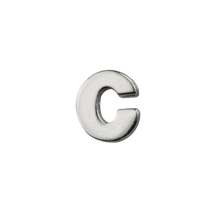 Capital Alphabet Letter C Bead 8x7mm Sterling Silver (STS)