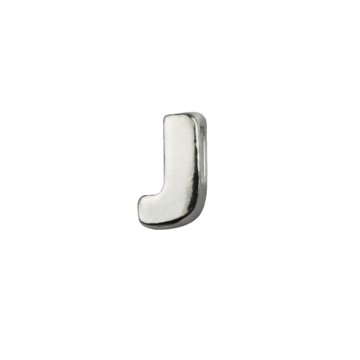 Capital Alphabet Letter J Bead 8x5mm Sterling Silver (STS)