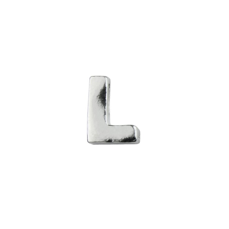 Capital Alphabet Letter L Bead 8x6mm Sterling Silver (STS)