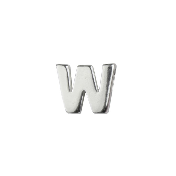 Capital Alphabet Letter W Bead 10x8mm Sterling Silver