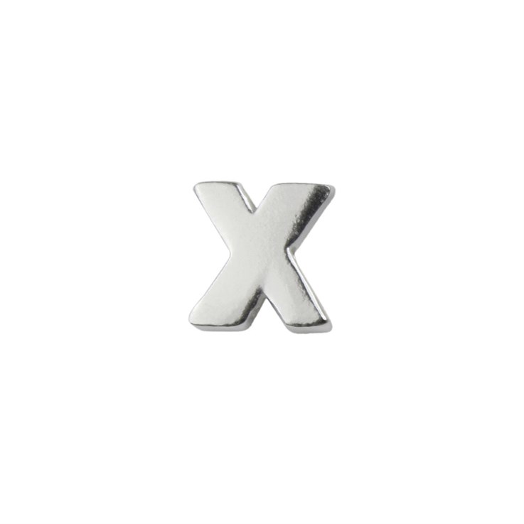 Capital Alphabet Letter X Bead 8x7mm STS Sterling Silver